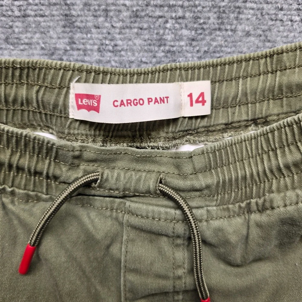 Levi's Boys Size 14 Olive Green Pull-On Cargo Pants Elastic Waist Stretch Twill